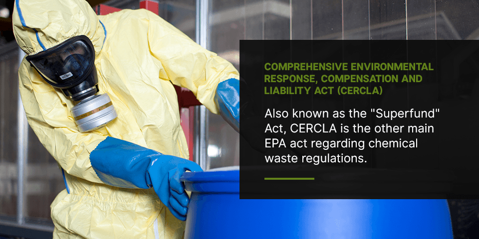 Comprehensive environmental response, compensation and liability act (CERCLA) for chemical waste regulations
