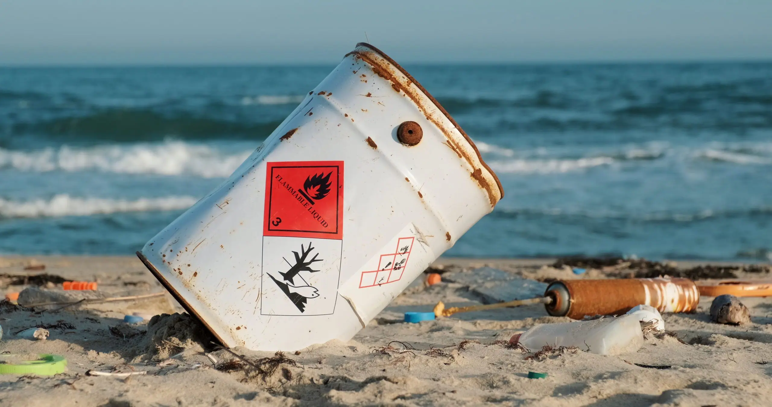 Hazardous waste in a barrel